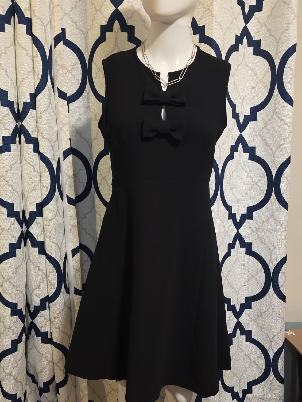 kate spade Black Sleeveless Bow-Front Fit-and-Flare Dress
